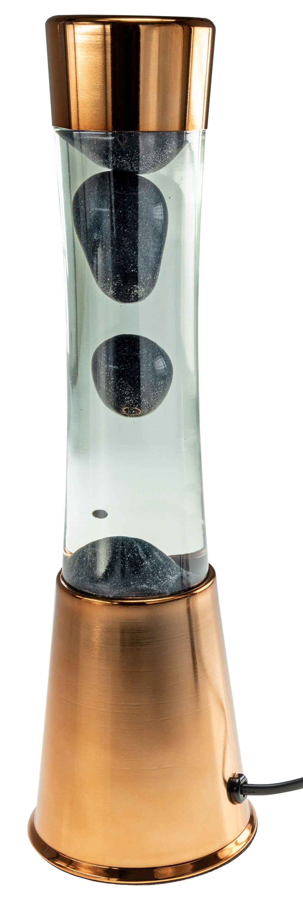 Lavalampe 40cm Wasser: Klar / Wachs: Schwarz Metallic / Body: Kupfer