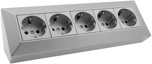 5-fach Steckdosenblock, silber 250V~/ 16A, Aufbaumontage