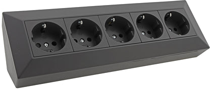 5-fach Steckdosenblock, schwarz 250V~/ 16A, Aufbaumontage