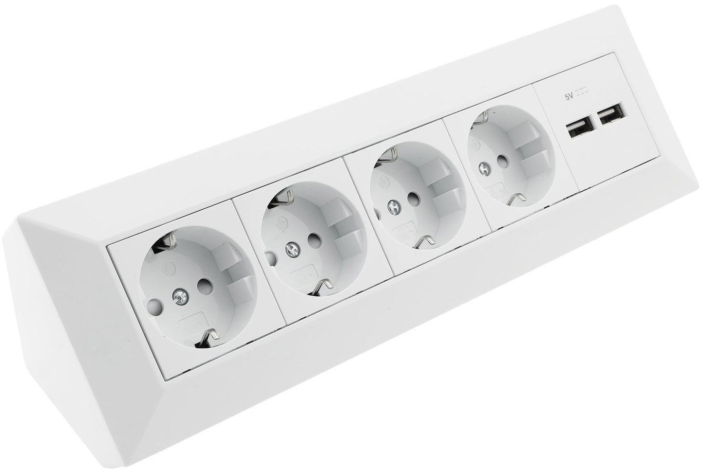 4-fach Steckdosenblock + 2x USB, weiß 250V~/ 16A, Aufbaumontage, USB 3,1A