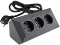 3-fach Steckdosenblock, Anthrazit 250V~/ 16A, Aufbaumontage, 1,5m Kabel # OEM Keimfunk #