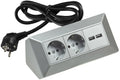 2-fach Steckdosenblock + 2x USB, silber 250V~/ 16A, Aufbau, 1,5m Kabel # OEM Keimfunk #