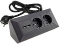2-fach Steckdosenblock+ 2x USB,Anthrazit 250V~/ 16A, Aufbaumontage, 1,5m Kabel # OEM Keimfunk #
