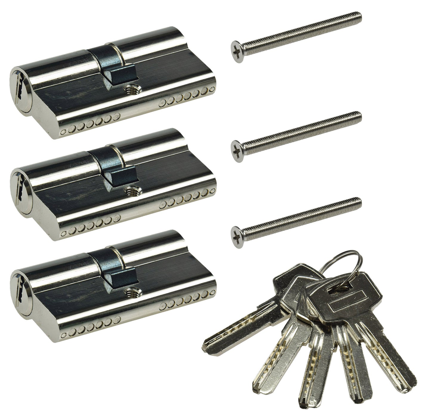Schließzylinder-Set 3x 60mm (30+30mm) 5 Schlüssel, Not- & Gefahrenfunktion