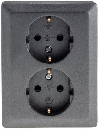 MILOS Schutzkontakt-Steckdose 2-fach 250V~/ 16A, 1x UP, anthrazit