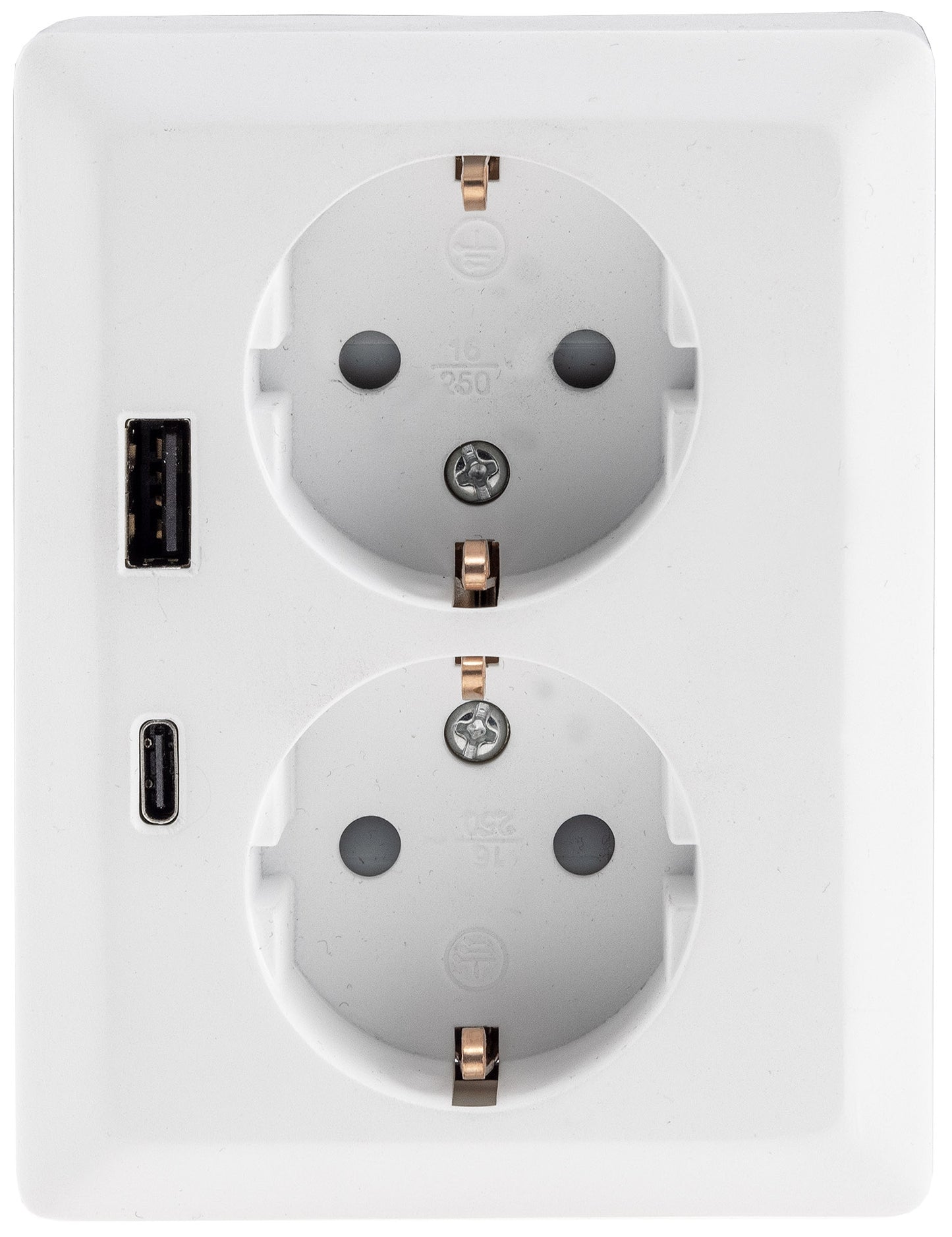 MILOS Schutzkontakt-Steckdose 2-fach 250V~/ 16A, 1x UP, USB A+C/PD, weiß matt