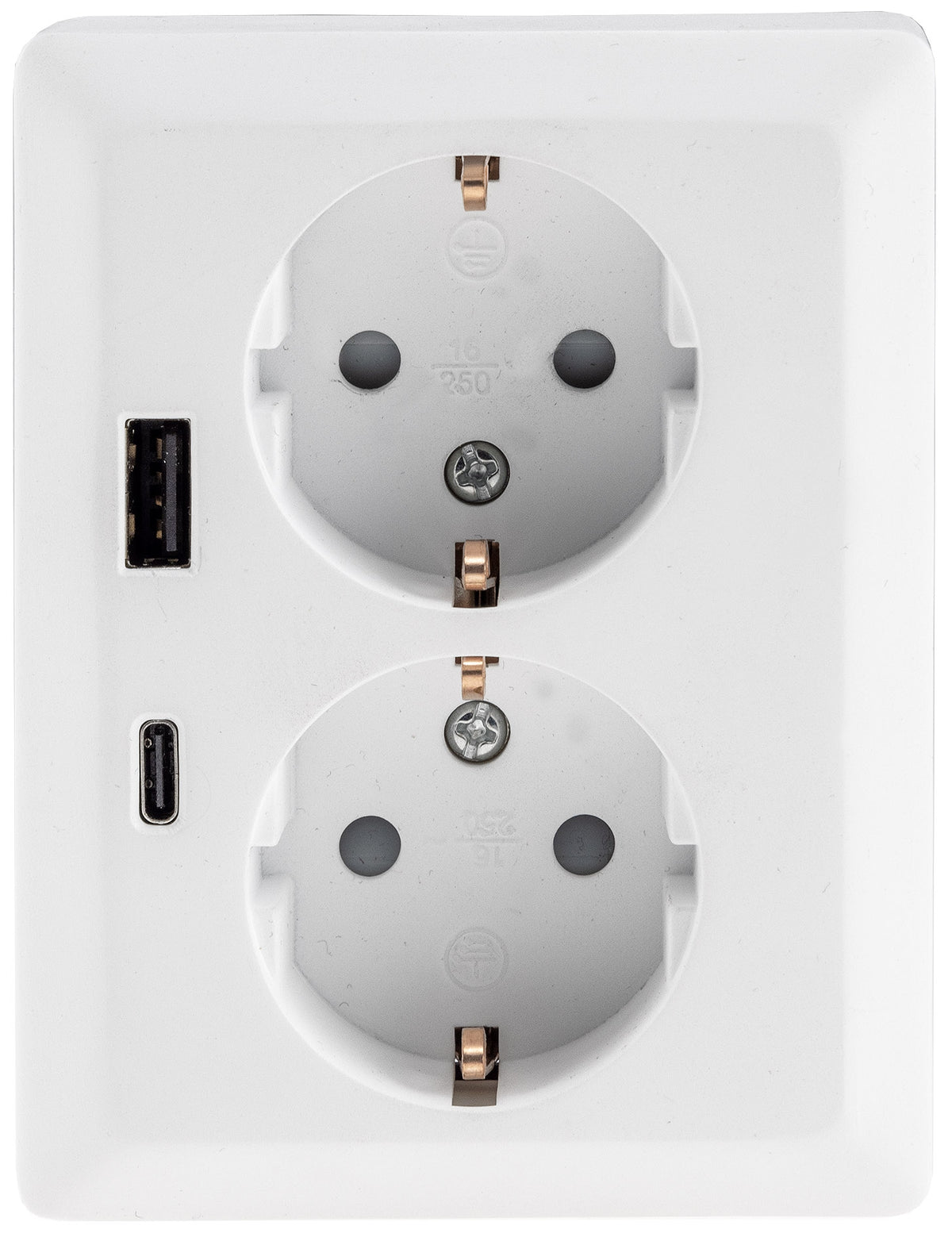 MILOS Schutzkontakt-Steckdose 2-fach 250V~/ 16A, 1x UP, USB A+C/PD, weiß matt