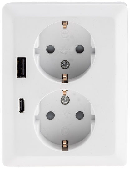 MILOS Schutzkontakt-Steckdose 2-fach 250V~/ 16A, 1x UP, USB A+C/PD, weiß matt