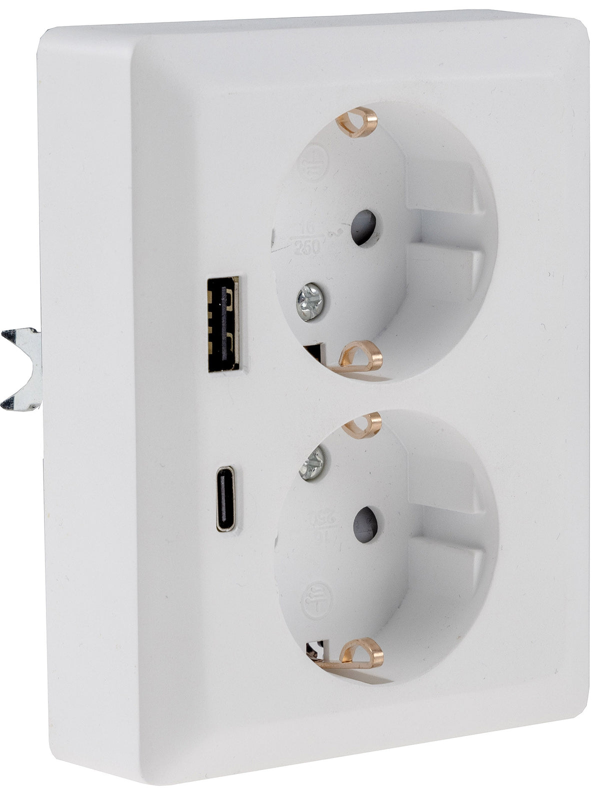 MILOS Schutzkontakt-Steckdose 2-fach 250V~/ 16A, 1x UP, USB A+C/PD, weiß matt