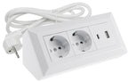 2-fach Steckdosenblock, USB-A+C, weiß 250V~/ 16A, USB 3,1A, PD, 1,5m Kabel # OEM Keimfunk #
