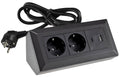 2-fach Steckdosenblock, USB-A+C, schwarz 250V~/ 16A, USB 3,1A, PD, 1,5m Kabel # OEM Keimfunk #