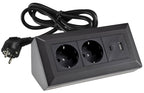 2-fach Steckdosenblock, USB-A+C, schwarz 250V~/ 16A, USB 3,1A, PD, 1,5m Kabel # OEM Keimfunk #