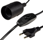 Netzkabel mit Schalter und E27 Fassung 1,4m + 2m lang, schwarz #Restmenge