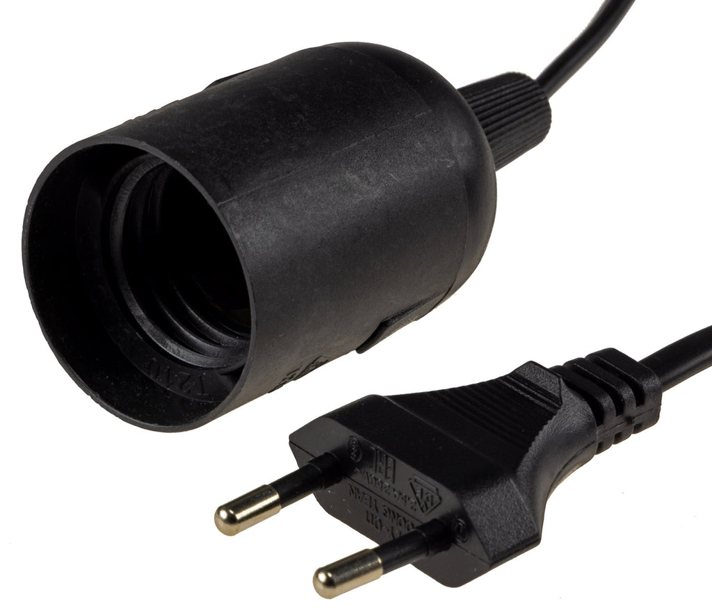 Netzkabel mit Schalter und E27 Fassung 1,4m + 2m lang, schwarz #Restmenge