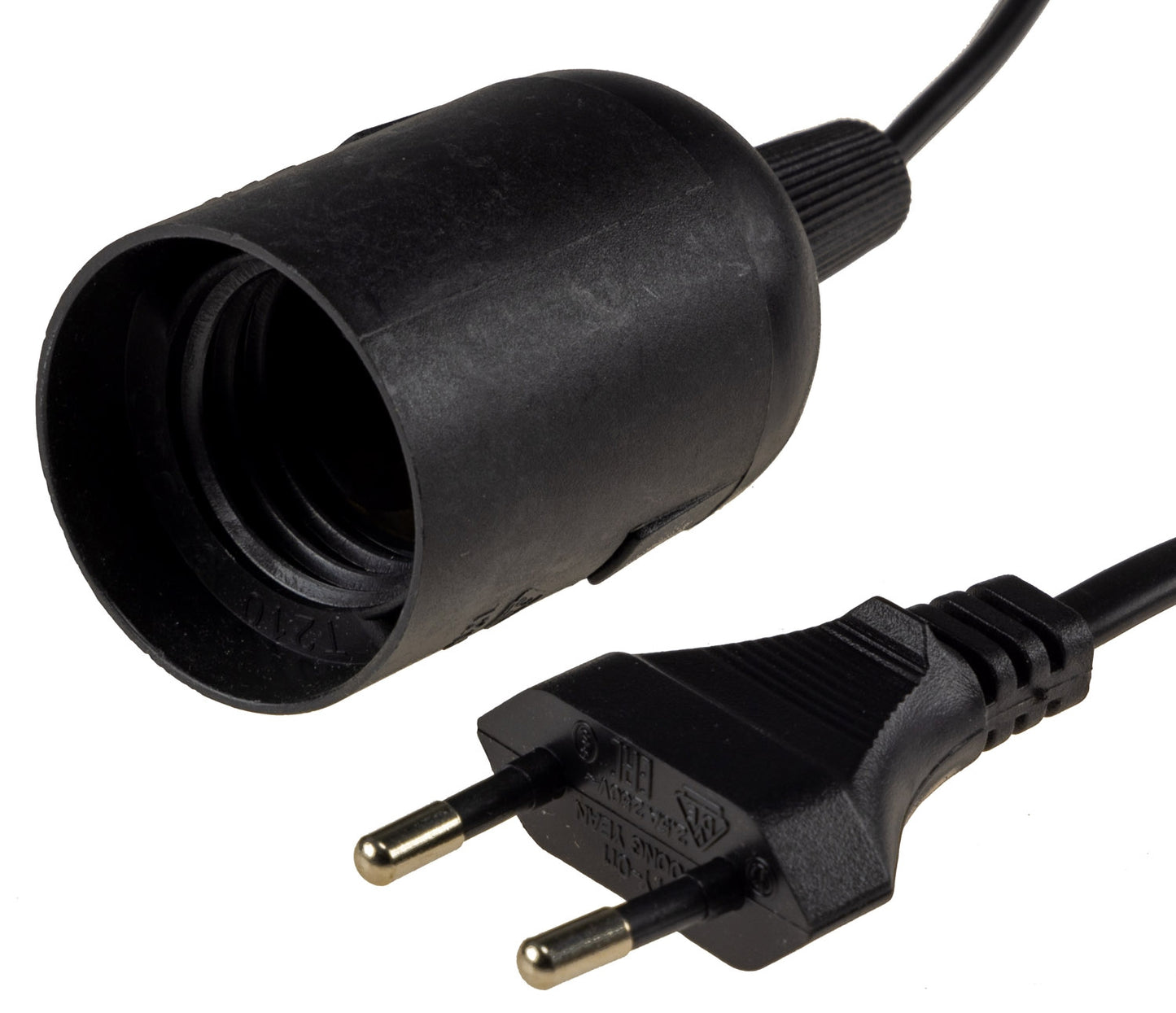 Netzkabel mit Schalter und E27 Fassung 1,4m + 2m lang, schwarz #Restmenge