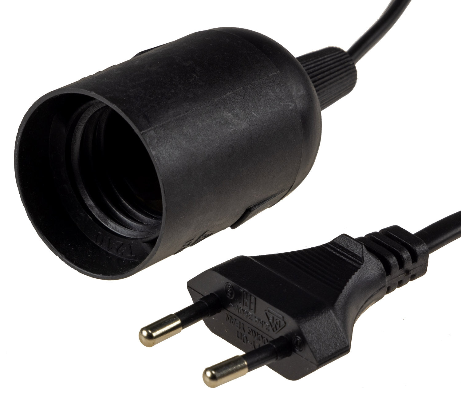 Netzkabel mit Schalter und E27 Fassung 1,4m + 2m lang, schwarz #Restmenge