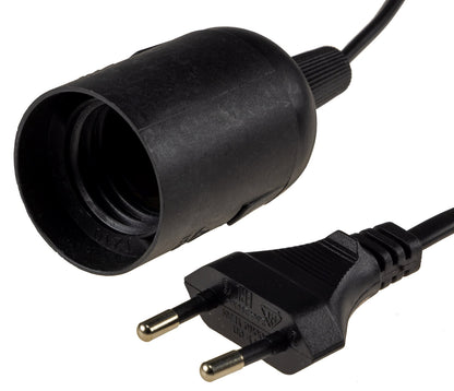 Netzkabel mit Schalter und E27 Fassung 1,4m + 2m lang, schwarz #Restmenge