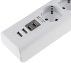 Steckdosenleiste mit Ladebuchsen für USB USB-A /USB-C,5-fach, weiß, 1,5m Kabel