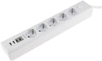 Steckdosenleiste mit Ladebuchsen für USB USB-A /USB-C,5-fach, weiß, 1,5m Kabel