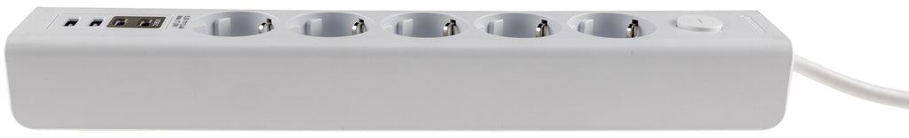 Steckdosenleiste mit Ladebuchsen für USB USB-A /USB-C,5-fach, weiß, 1,5m Kabel