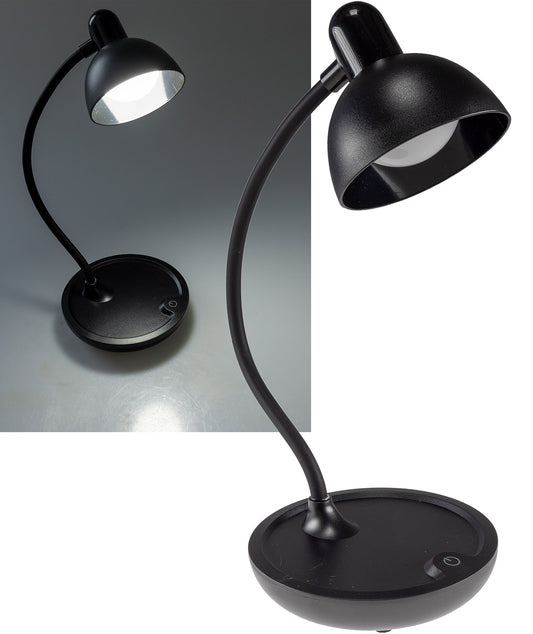LED Tischleuchte mit Schwanenhals Batterie, dimmbar, warmweiß, Schwarz