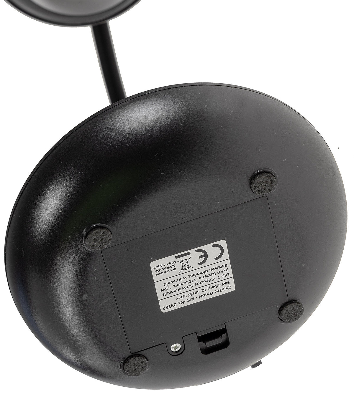 LED Tischleuchte mit Schwanenhals Batterie, dimmbar, warmweiß, Schwarz