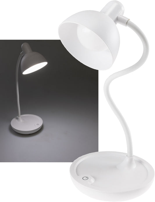 LED Tischleuchte mit Schwanenhals Batterie, dimmbar, warmweiß, Weiß