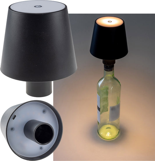 LED Akku Flaschenleuchte warmweiß, Li Akku, ØxH 10x12cm
