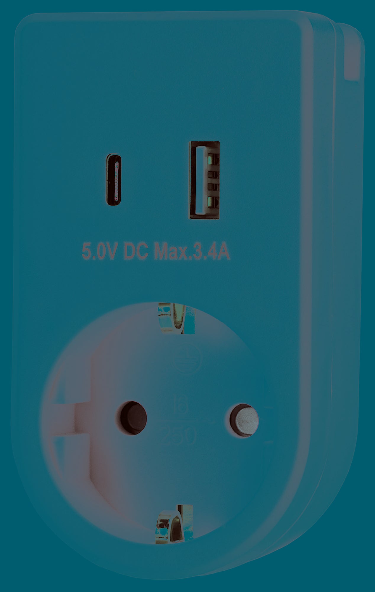 Zwischenstecker mit USB Duo-Ladegerät 230V/3680W, USB-A /USB-C 5,0V/3,4A