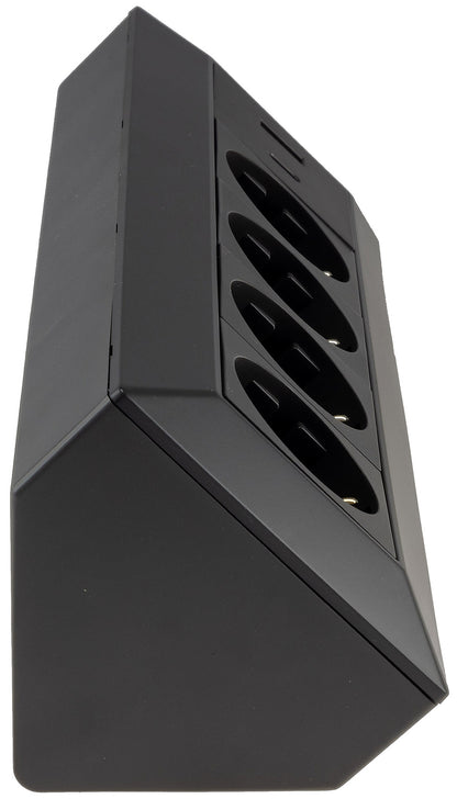 4-fach Steckdosenblock, USB-A+C, schwarz 250V~/ 16A, Aufbaumontage, USB 3,1A, PD