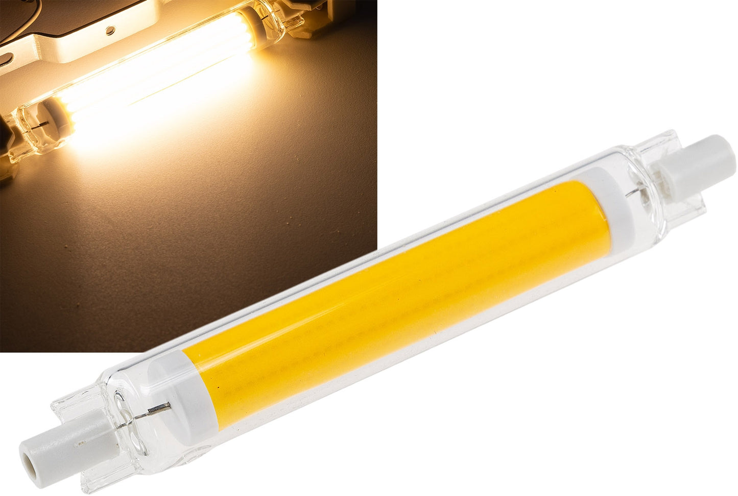 LED Strahler 8W R7s "RS118 COB8dim" 360°, 3000k, 887lm, 118mm, warmweiß