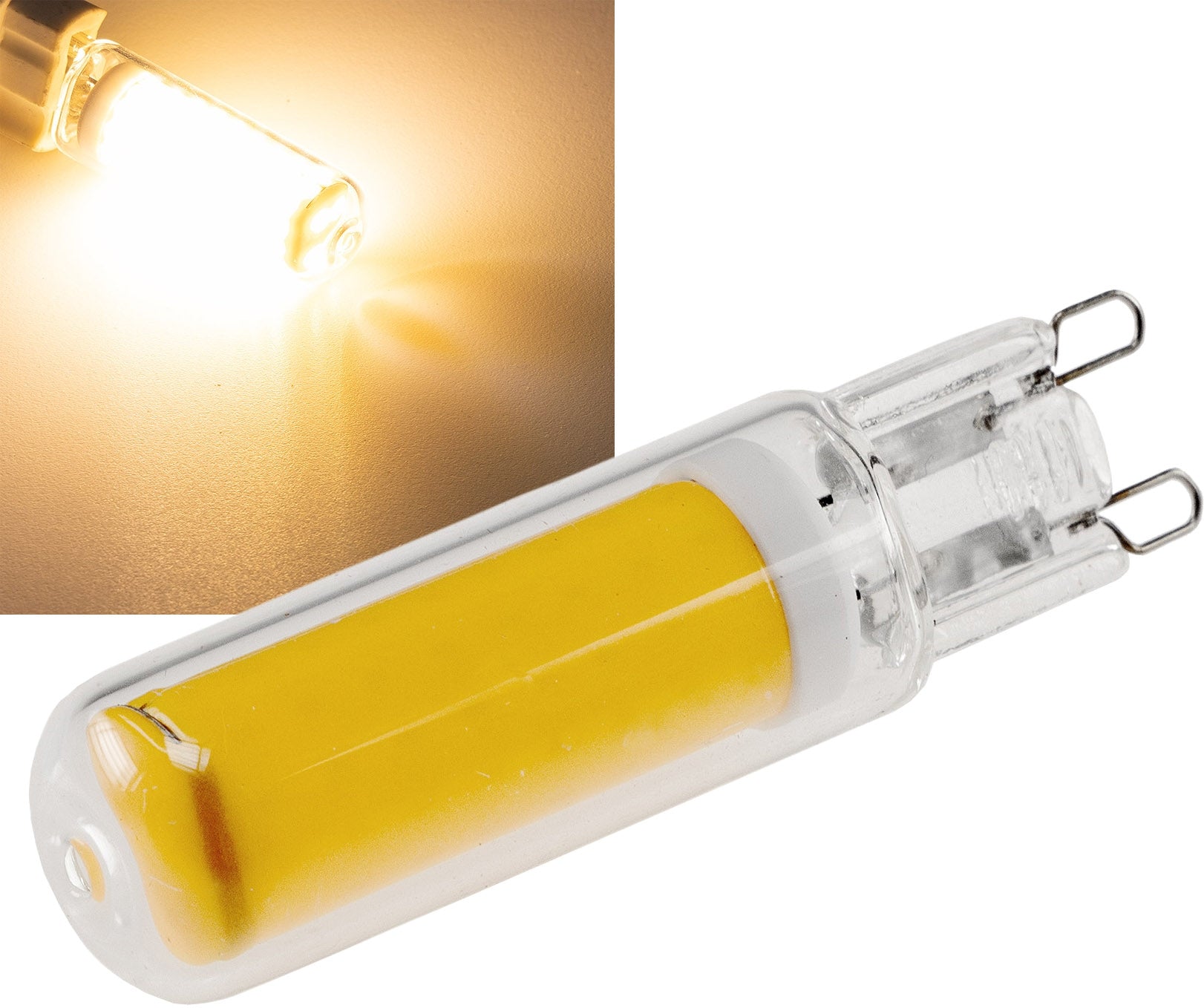 LED Stiftsockel G9, 4W, 480lm, dimmbar 330°, 230V, 3000k / warmweiß, Glas