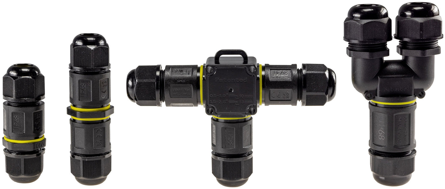 Kabelverbinder 3-polig, IP68, 230V Schraubanschluss, für Kabel Ø 6-11mm