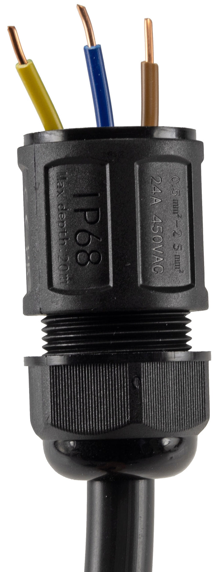 Kabelverbinder 3-polig, IP68, 230V Klemmanschluss, für Kabel Ø 6-11mm