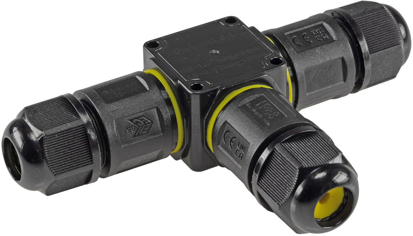 Kabelverbinder T-Form, IP68, 230V Klemmanschluss, für Kabel Ø 6-11mm