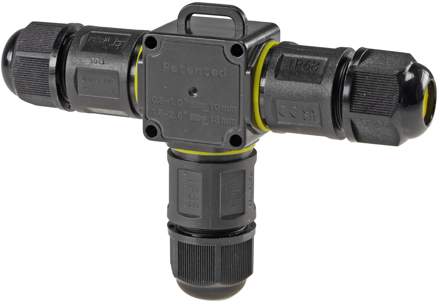Kabelverbinder T-Form, IP68, 230V Klemmanschluss, für Kabel Ø 6-11mm