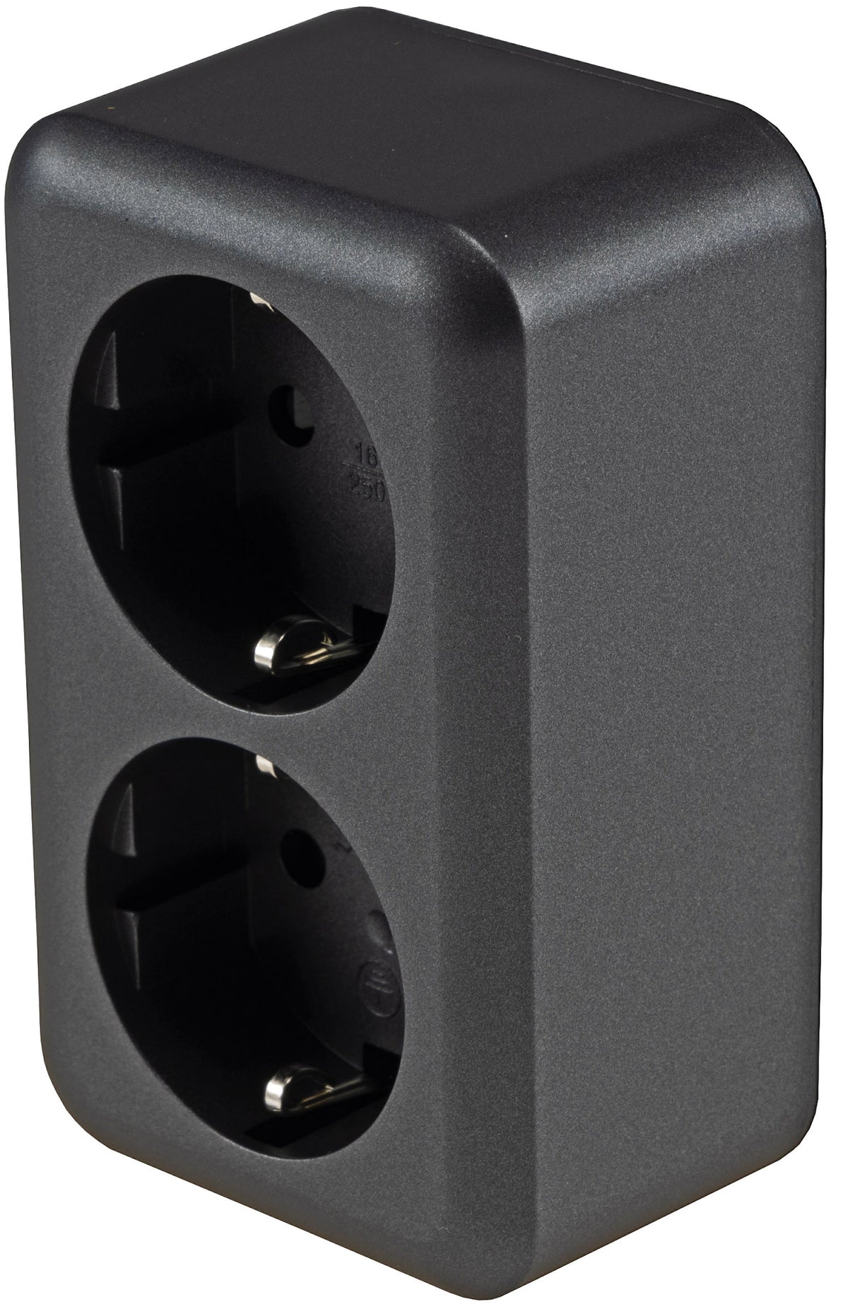 FASKO Doppel-Steckdose, AP, Anthrazit 250V~/ 16A, Aufputz, Schraubanschluss