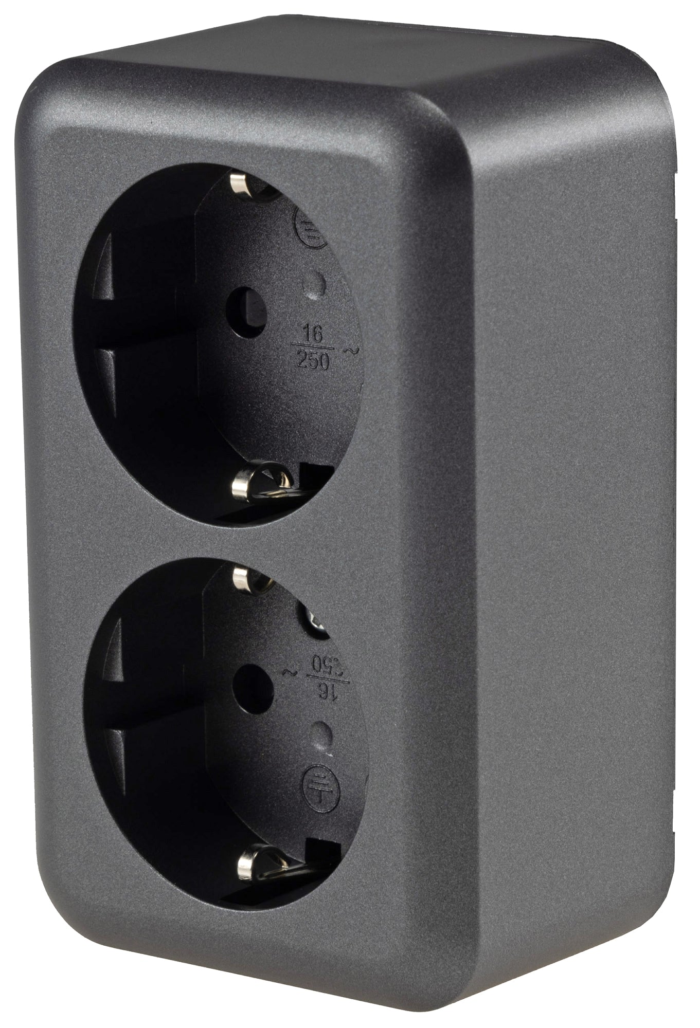 FASKO Doppel-Steckdose, AP, Anthrazit 250V~/ 16A, Aufputz, Schraubanschluss