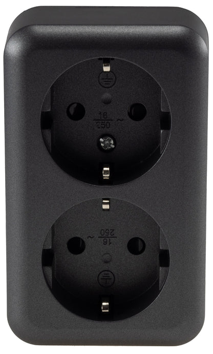 FASKO Doppel-Steckdose, AP, Anthrazit 250V~/ 16A, Aufputz, Schraubanschluss