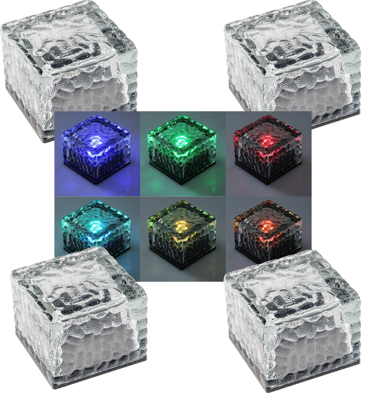 Solar Dekosteine IP65, 4er Set mit Dämmerungssensor, RGB
