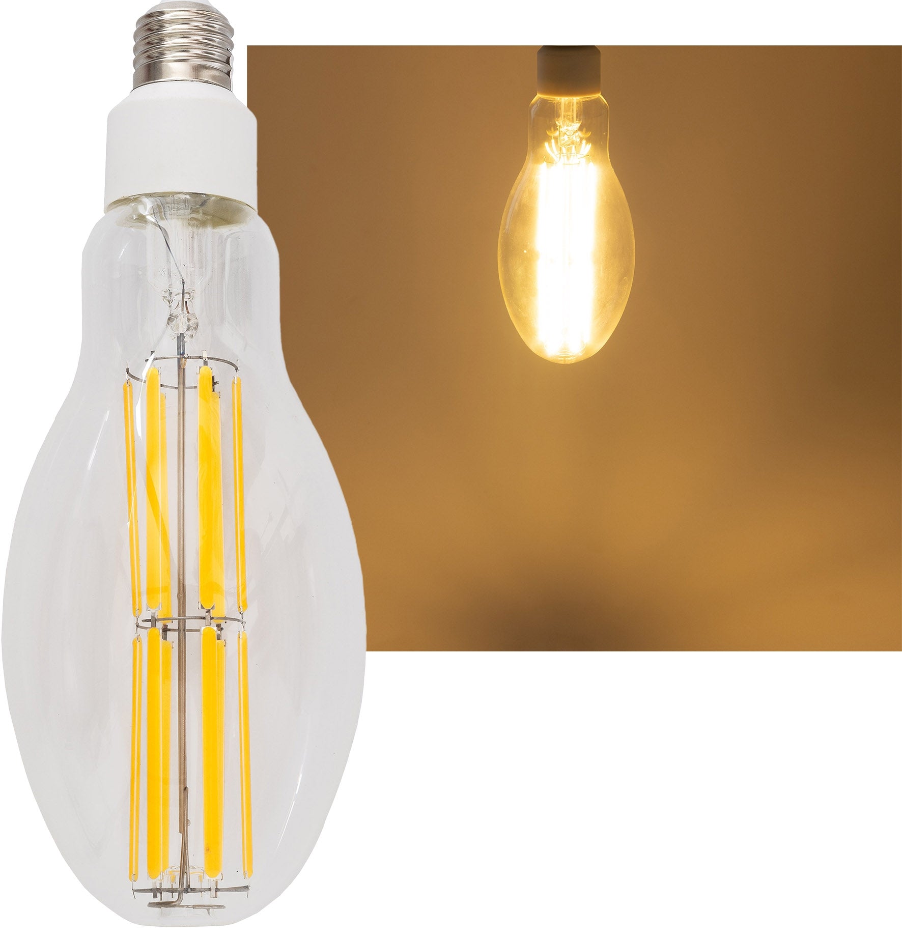 LED Filament-Lampe E27 30W "FHE-30" 4575lm, 2700K, warmweiß, ØxH 9x24cm