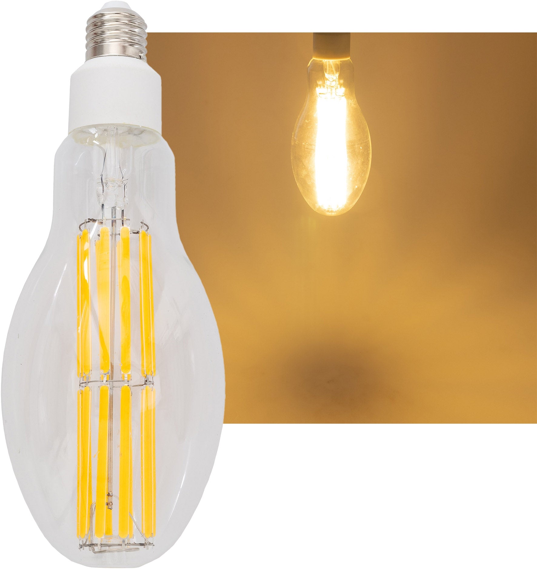LED Filament-Lampe E27 50W "FHE-50" 7841lm, 2700K, warmweiß, ØxH 9x24cm