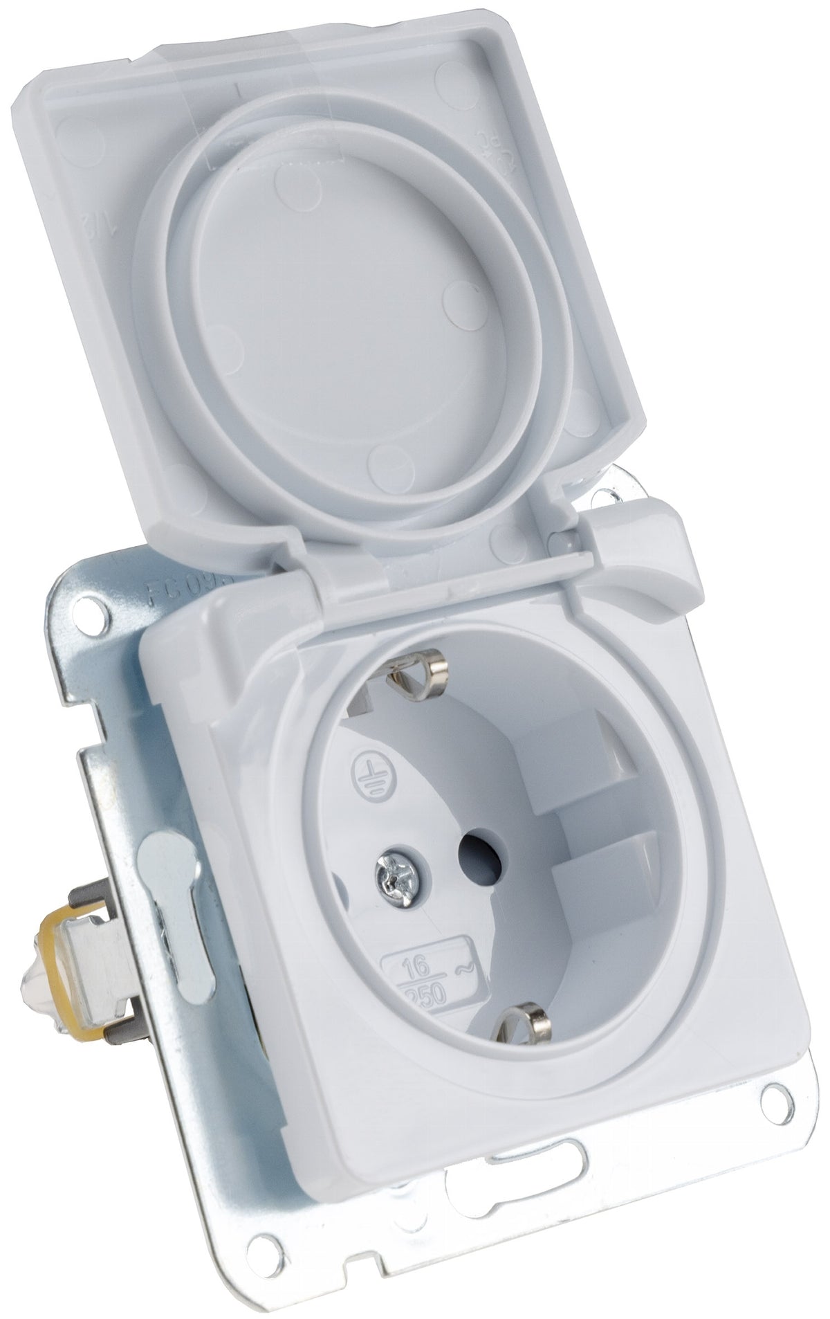 DELPHI Schutzkontakt-Steckdose IP40 250V~/ 16A, mit Deckel, UP, weiß