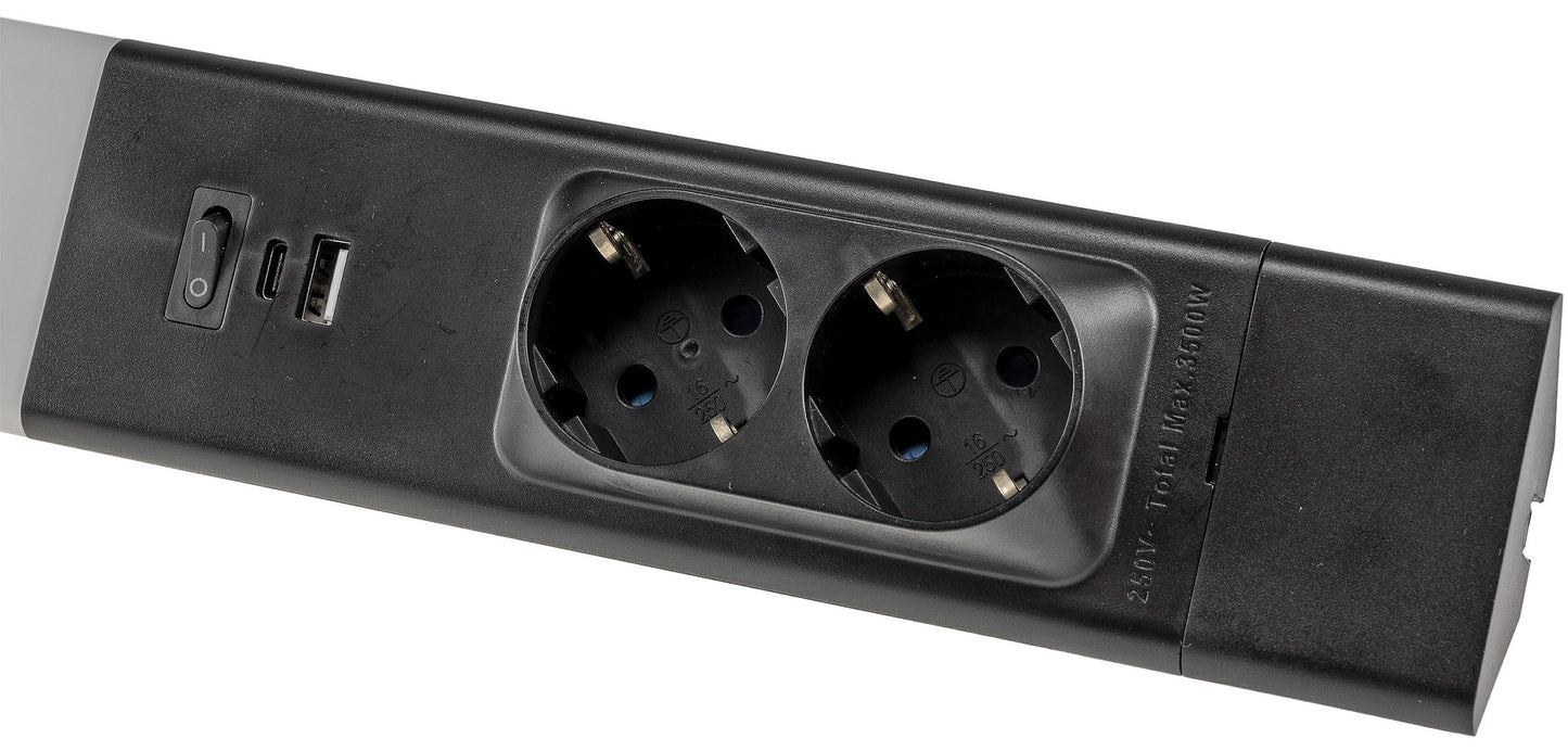 LED Unterbauleuchte "Arusha" schwarz USB A+C PD, 60cm, Licht warmweiß