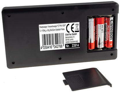 Paketwaage / Versandwaage "CT PW-100rf" 0,1-100kg, ±10g,38x30cm Edelstahl Platte