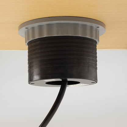Schreibtisch-Einbausteckdose 3x +USB A+C versenkbar, Edelstahl-Ausführung, rund
