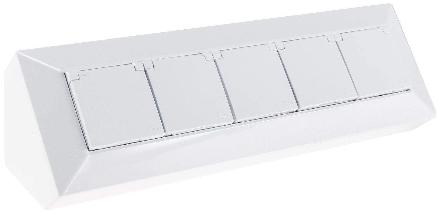 4-fach Steckdosenblock, USB-A+C, weiß 250V~/ 16A, USB 3,1A, PD, mit Klappen