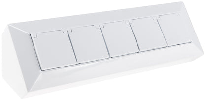 4-fach Steckdosenblock, USB-A+C, weiß 250V~/ 16A, USB 3,1A, PD, mit Klappen