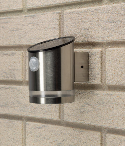 LED Solar Wandleuchte "SWL 119-ES" PIR Bewegungsmelder, IP44, Edelstahl