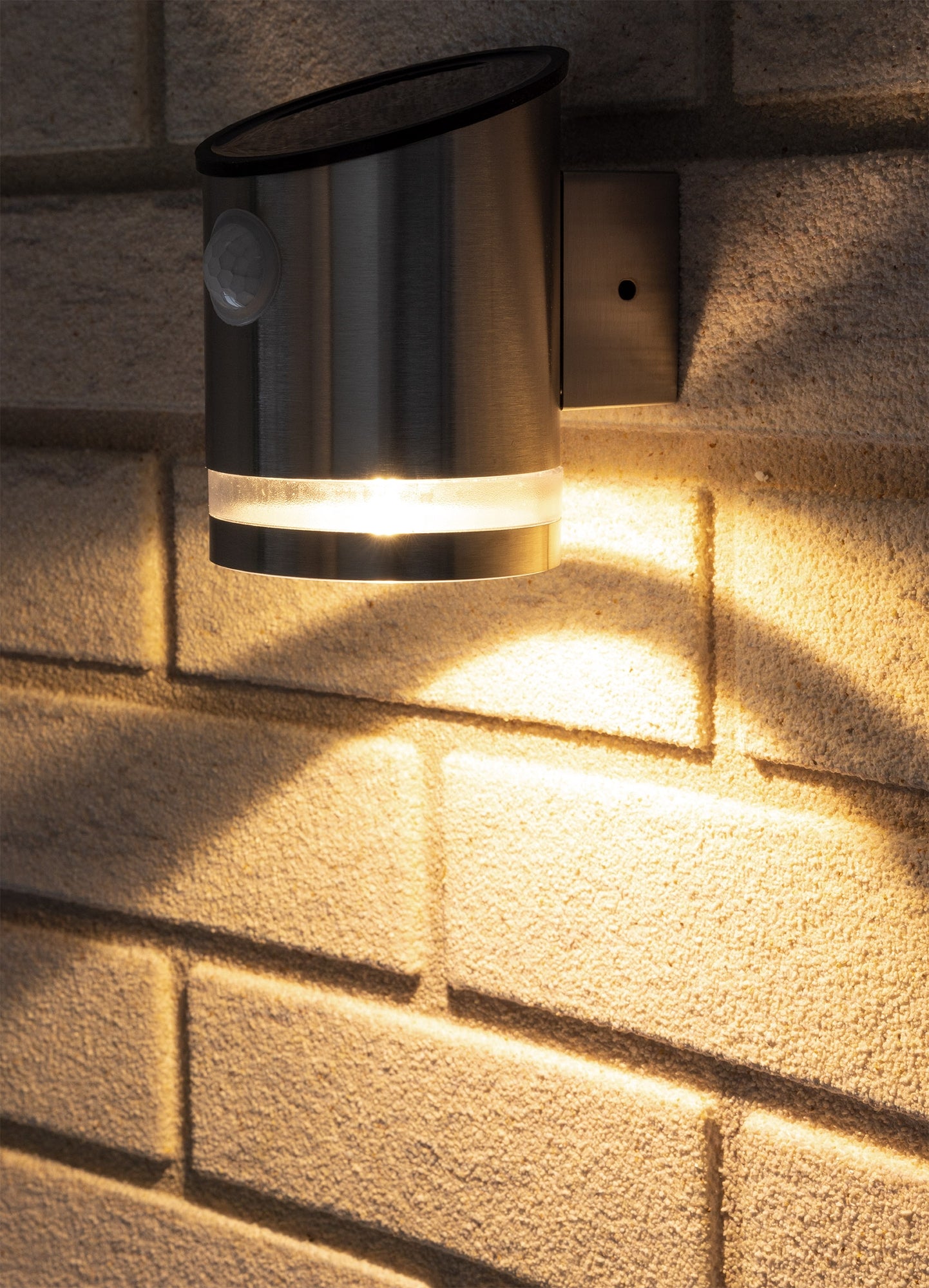 LED Solar Wandleuchte "SWL 119-ES" PIR Bewegungsmelder, IP44, Edelstahl